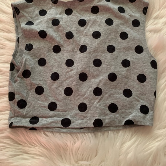 FOREVER 21 GRAY POLKA DOT CROP TOP - Picture 4 of 4